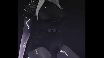 Etheria from fortnite kneeling naked with a dildo