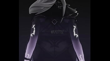 Etheria from fortnite kneeling naked with a dildo