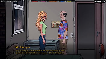 The landlord looks up jenny's skirt as she dusts the refrigerator