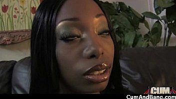 Black chick deepthroats a group of white studs and gets rewarded with cum 3