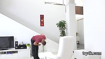 Pretty chick gives oral pleasure in pov and gets narrowed pussy screwed