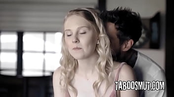 Petite blonde teen fucks with older man