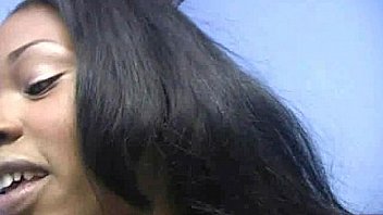 Ebony slut fucks a white gloryhole cock in her first interracial scene 2