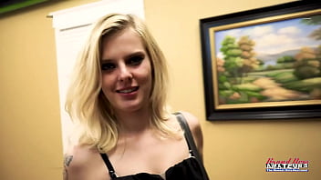 Petite blonde myaa gets her twat fingered as she gives a footjob to a cock