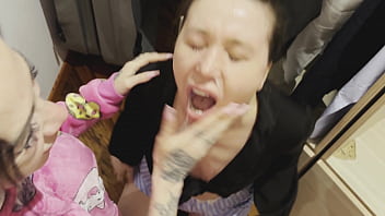 Horny sluts give huge dick guy the sloppiest double blowjob ever