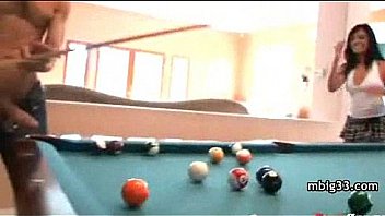 Oiled up hottie fucks a big black cock