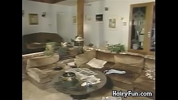 Hairy blonde fucking on a couch classic