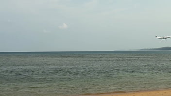 Slender beauty walks along the beach and swims in the sea meet me