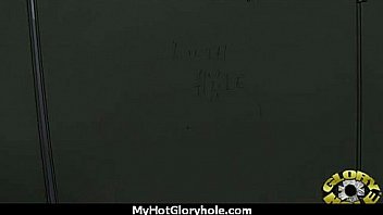 Babe sucks and fucks black cock at gloryhole 16