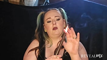 Revealme curvy babe smoking fire play and wax drip fetish