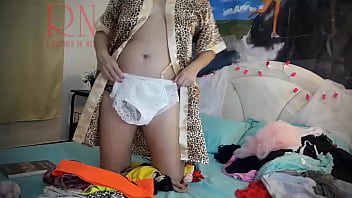 Housewife Laid Out Sexy Lingerie And Outfits On The Bed She Tries On Panties Corsets Bras Socks Stockings Tights Peignoir thumbnail
