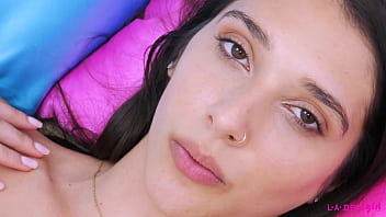 Beautiful brunette model caress her body