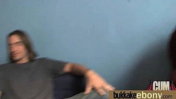 Ebony chick fucked hard in group sex action 26