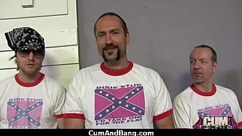 Ebony chick hard fuck in interracial group 4