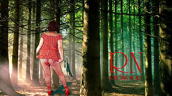 Pin up lady posing in the forest she shows her tits and pussy mesh tights regina noir