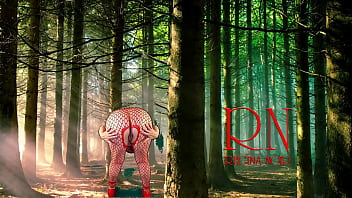 Pin up lady posing in the forest she shows her tits and pussy mesh tights regina noir Pin up lady posing in the forest she shows her tits and pussy mesh tights regina noir