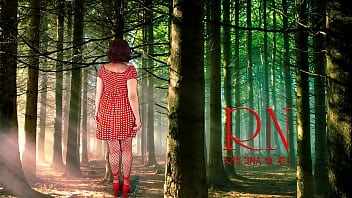 Pin up lady posing in the forest she shows her tits and pussy mesh tights regina noir