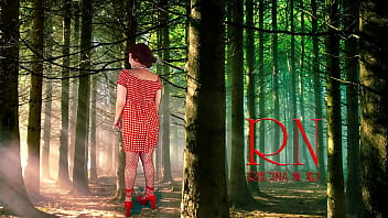 Pin up lady posing in the forest she shows her tits and pussy mesh tights regina noir