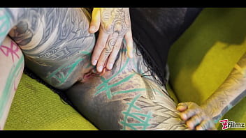 Two tattooed babes get their holes gaped wide with big toys