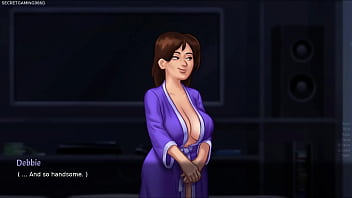 Summertime saga by darkcookie gets a boner while watching a movie with his stepmom big tits stepmom loves big cocks