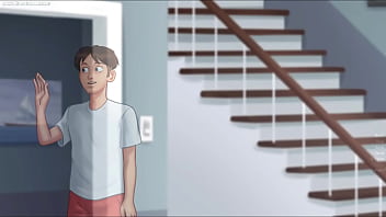 Summertime saga by darkcookie gets a boner while watching a movie with his stepmom big tits stepmom loves big cocks