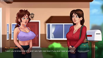 Summertime saga by darkcookie gets a boner while watching a movie with his stepmom big tits stepmom loves big cocks