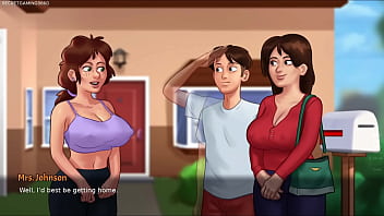 Summertime saga by darkcookie gets a boner while watching a movie with his stepmom big tits stepmom loves big cocks