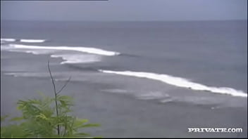 Katy caro looks hot kneeling between two guys giving them a blowjob