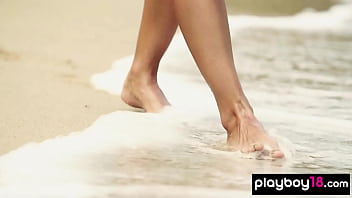 Glamorous all natural blonde muse poses naked at the beach Glamorous all natural blonde muse poses naked at the beach