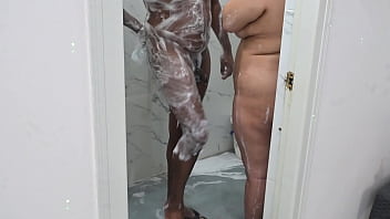 Lucky asian boy taking shower with irani milf