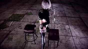 Pure naive 2b demonstrates a new lewd instructions to gratify his commander