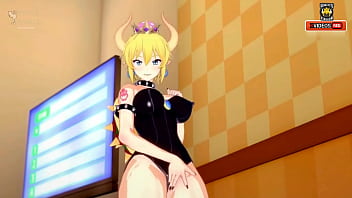 Sexy bowsette touches herself until she cums