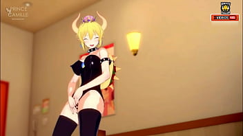 Sexy bowsette touches herself until she cums