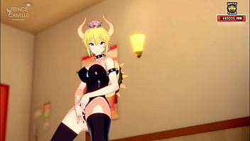 Sexy bowsette touches herself until she cums