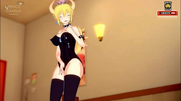 Sexy bowsette touches herself until she cums
