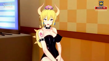 Sexy bowsette touches herself until she cums