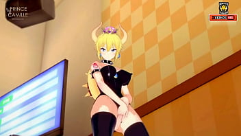Sexy bowsette touches herself until she cums