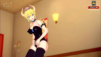 Sexy bowsette touches herself until she cums