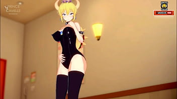 Sexy bowsette touches herself until she cums