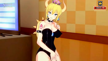 Sexy bowsette touches herself until she cums
