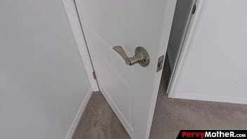 Bored stepson catches his oriental young stepmom stroking herself alone