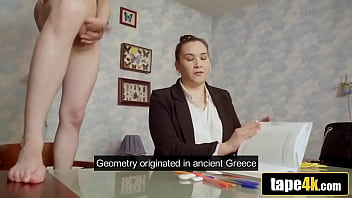 Tutor in nothing but trouble gets schooled on her own desk