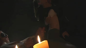 Haley scott is up next in a dark room with a couple of guys wearing masks