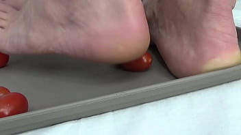 I trample tomatoes with my feet