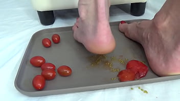 I trample tomatoes with my feet