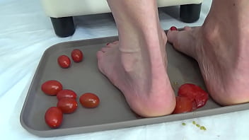 I trample tomatoes with my feet