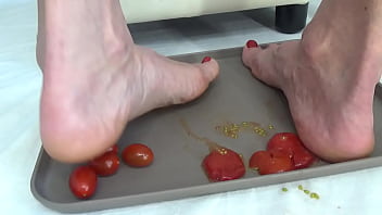 I trample tomatoes with my feet