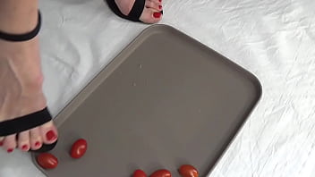 I trample tomatoes with my feet