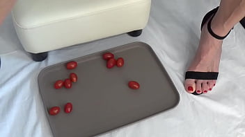 I trample tomatoes with my feet