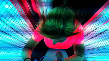 Tanning bed blowjob
